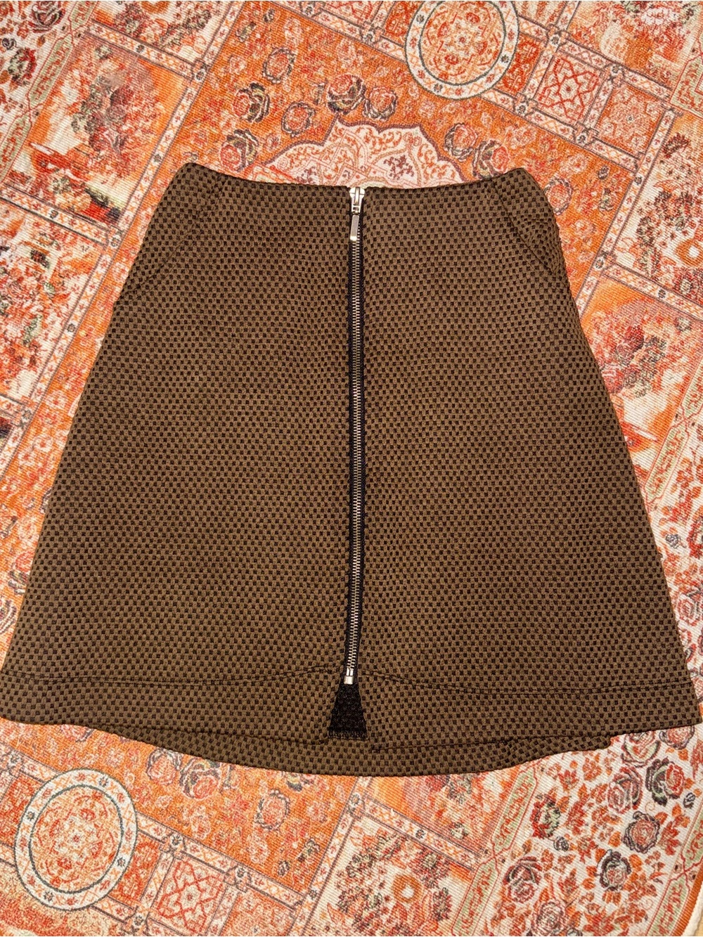 Charlotte Russe Brown Textured A-Line Skirt with Front Zip